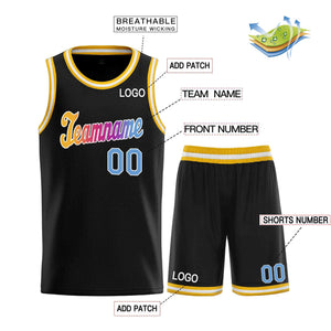 Custom Black Powder Blue-White Classic Sets Sports Uniform Basketball Jersey