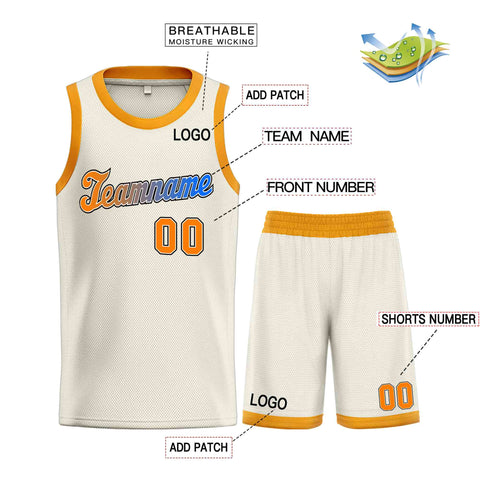 Custom Cream Orange-Black Classic Sets Sports Uniform Basketball Jersey