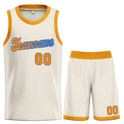 Custom Cream Orange-Black Classic Sets Sports Uniform Basketball Jersey