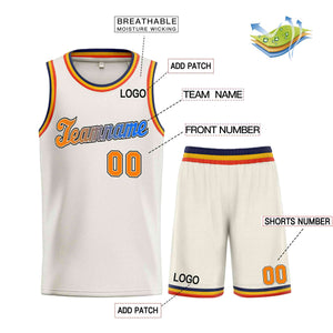 Custom Cream Royal-Black Classic Sets Sports Uniform Basketball Jersey