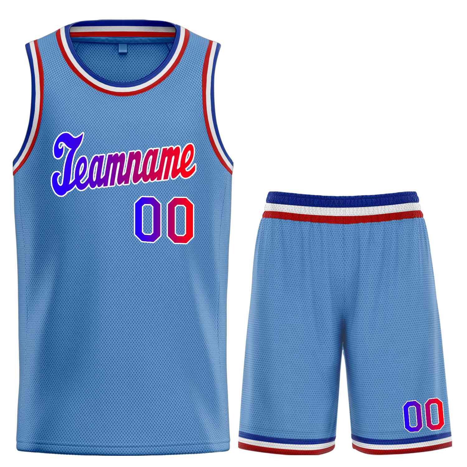 Maillot de basket-ball uniforme de sport, ensembles classiques bleu clair et blanc personnalisé