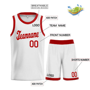 Ensembles classiques rouges et blancs personnalisés, maillot de basket-ball uniforme de sport