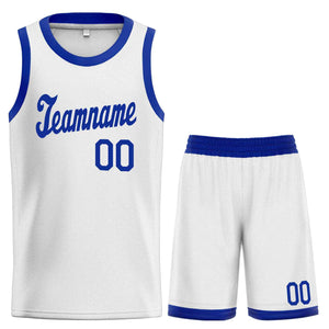 Le classique royal blanc fait sur commande place le maillot de basket-ball uniforme de sport