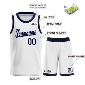 Custom White Navy Classic Sets Sports Uniform Basketball Jersey