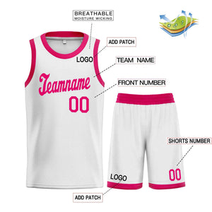 Custom White Pink Classic Sets Sports Uniform Basketball Jersey