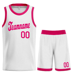 Custom White Pink Classic Sets Sports Uniform Basketball Jersey