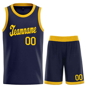 Custom Navy Yellow Classic Sets Sports Uniform Basketball Jersey