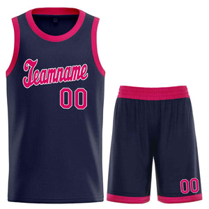 Custom Navy Pink-White Classic Sets Sports Uniform Basketball Jersey