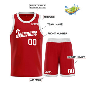 Ensembles classiques rouges et blancs personnalisés, maillot de basket-ball uniforme de sport