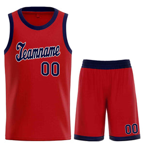 Custom Red Navy  Classic Sets Sports Uniform Basketball Jersey