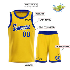 Ensembles classiques jaune Royal-blanc personnalisés, maillot de basket-ball uniforme de sport