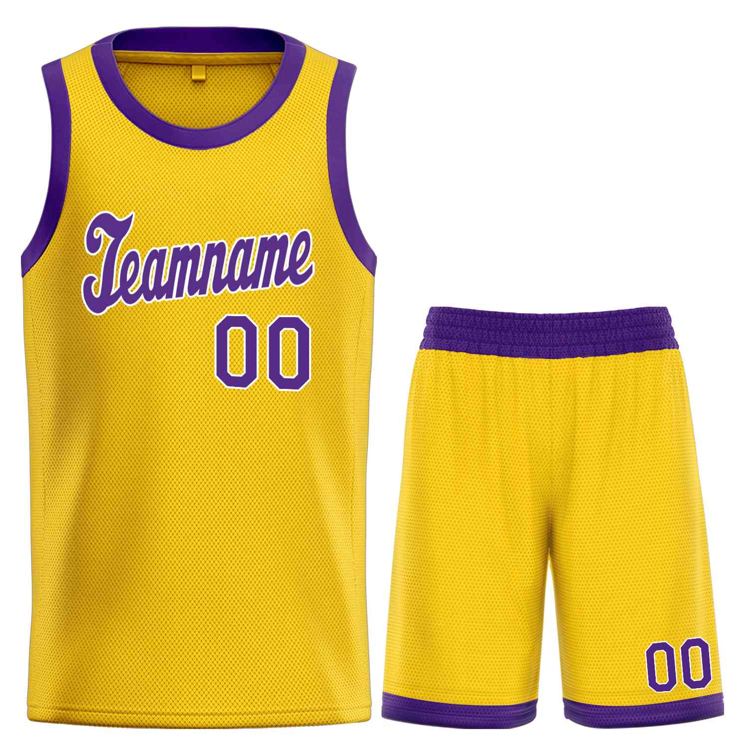 Ensembles classiques jaune violet-blanc personnalisés, maillot de basket-ball uniforme de sport