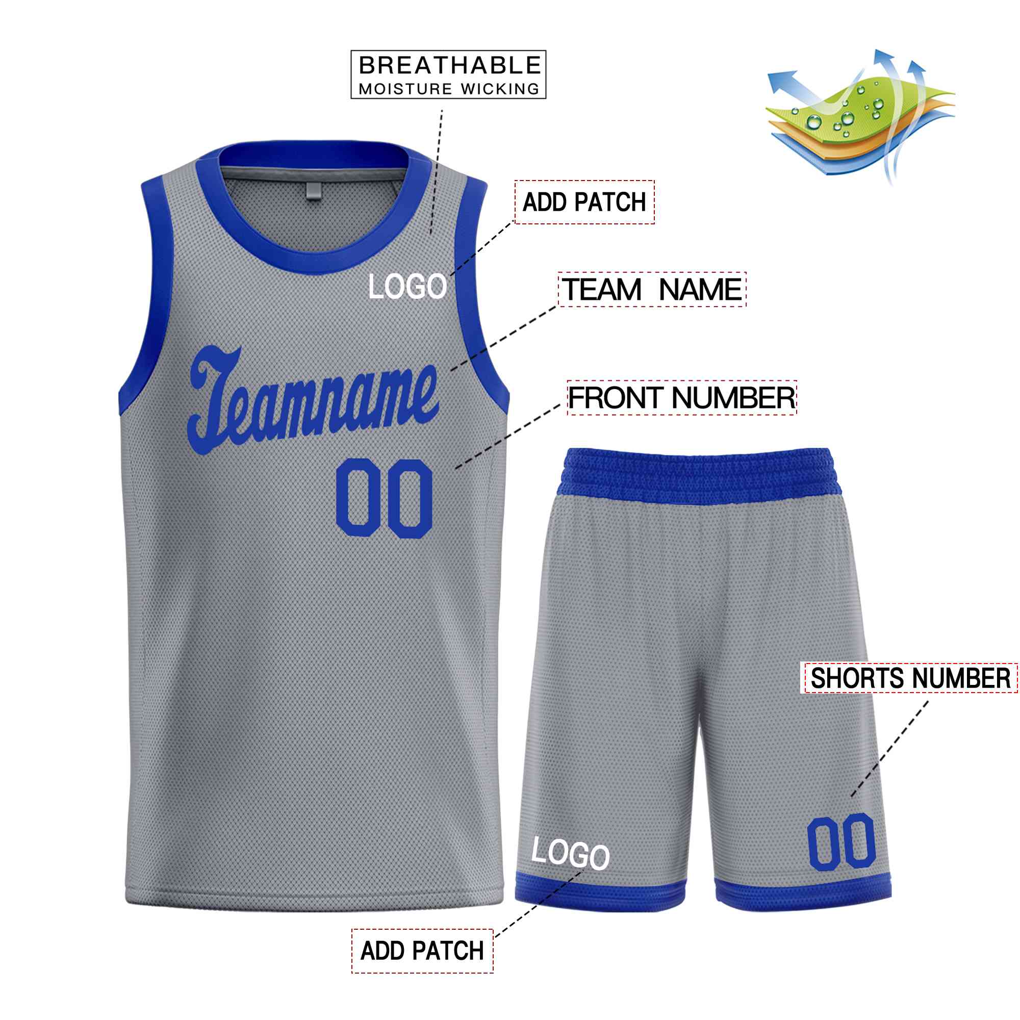 Custom Dark Gray Royal Classic Sets Sports Uniform Basketball Jersey