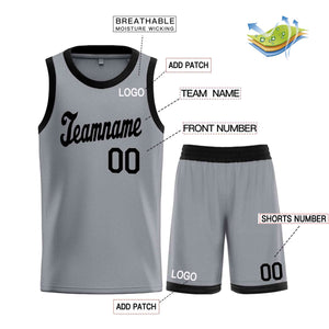 Custom Dark Gray Black Classic Sets Sports Uniform Basketball Jersey