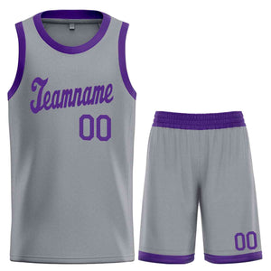 Custom Dark Gray Purple Classic Sets Sports Uniform Basketball Jersey