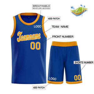 Custom Royal Yellow-White Classic Sets Sports Uniform Basketball Jersey