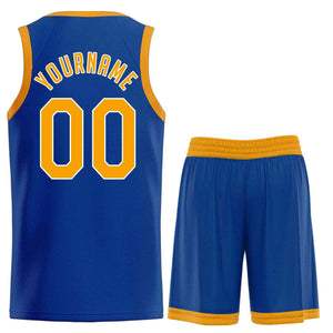 Custom Royal Yellow-White Classic Sets Sports Uniform Basketball Jersey