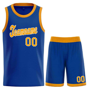 Custom Royal Yellow-White Classic Sets Sports Uniform Basketball Jersey