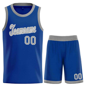 Ensembles classiques gris-blanc Royal personnalisés, maillot de basket-ball uniforme de sport