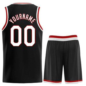 Ensembles classiques noirs rouges-rouges personnalisés, maillot de basket-ball uniforme de sport