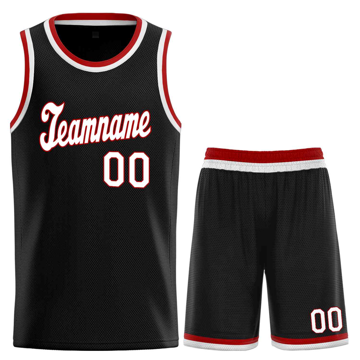 Ensembles classiques noirs rouges-rouges personnalisés, maillot de basket-ball uniforme de sport