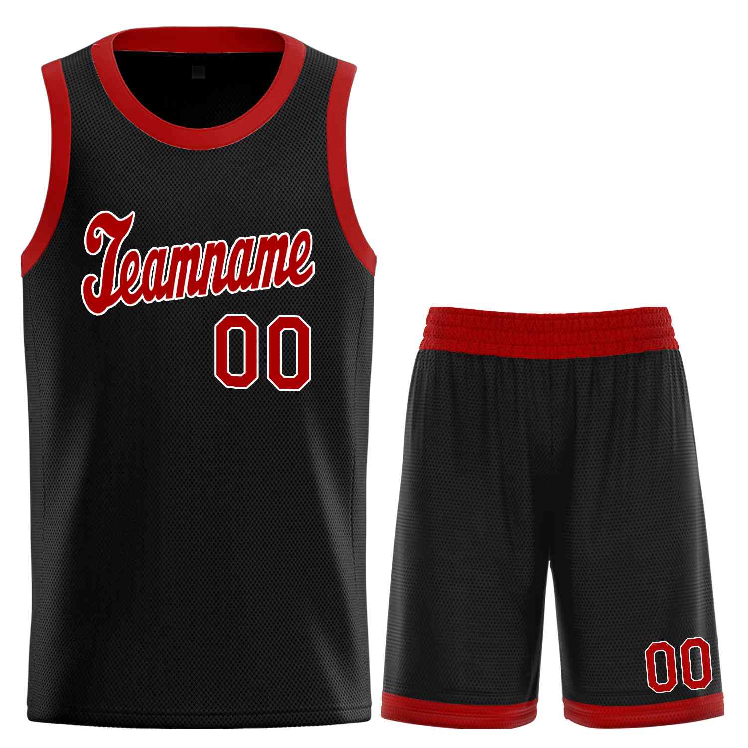 Ensembles classiques noirs rouges et blancs personnalisés, maillot de basket-ball uniforme de sport