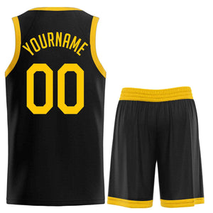 Le classique jaune noir fait sur commande place le maillot uniforme de basket-ball de sports