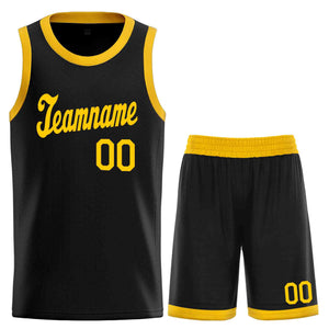 Le classique jaune noir fait sur commande place le maillot uniforme de basket-ball de sports