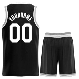 Ensembles classiques noirs blancs-gris personnalisés, maillot de basket-ball uniforme de sport