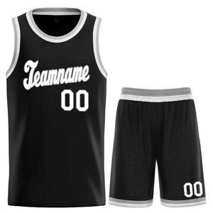 Ensembles classiques noirs blancs-gris personnalisés, maillot de basket-ball uniforme de sport