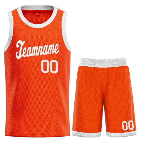 Custom Orange White Classic Sets Sports Uniform Basketball Jersey