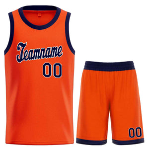 Custom Orange Navy-White Classic Sets Sports Uniform Basketball Jersey