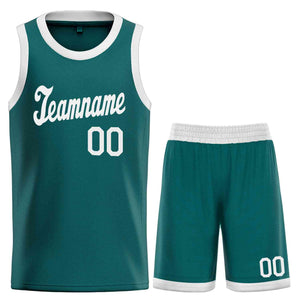 Custom Aqua White Classic Sets Sports Uniform Basketball Jersey