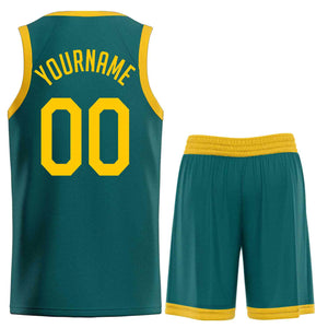 Custom Aqua Yellow Classic Sets Sports Uniform Basketball Jersey