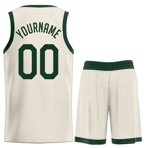Custom Cream Green Classic Sets Sports Uniform Basketball Jersey