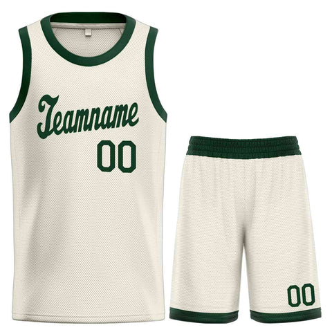 Custom Cream Green Classic Sets Sports Uniform Basketball Jersey