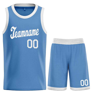 Custom Light Blue White Classic Sets Sports Uniform Basketball Jersey