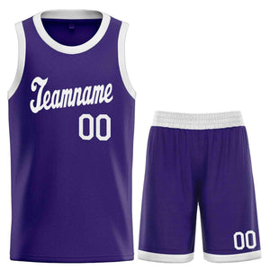 Custom Purple White Classic Sets Sports Uniform Basketball Jersey