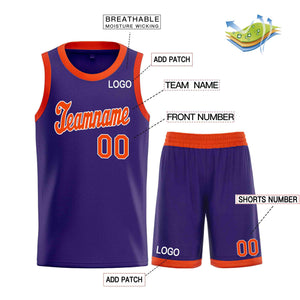 Custom Purple Orange-White Classic Sets Sports Uniform Basketball Jersey