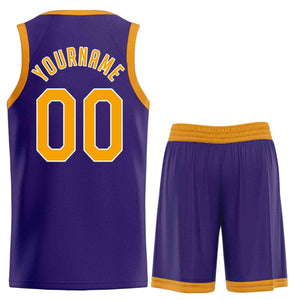 Ensembles classiques violets jaunes-blancs personnalisés, maillot de basket-ball uniforme de sport