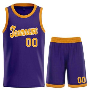 Ensembles classiques violets jaunes-blancs personnalisés, maillot de basket-ball uniforme de sport