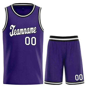 Ensembles classiques violets blancs-noirs personnalisés, maillot de basket-ball uniforme de sport