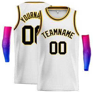 Maillot de basket-ball de jeu de Sport, haut classique personnalisé blanc noir-jaune