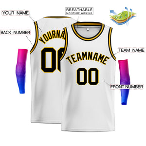 Custom White Black-Yellow Classic Tops Men Casual Basketball Jersey