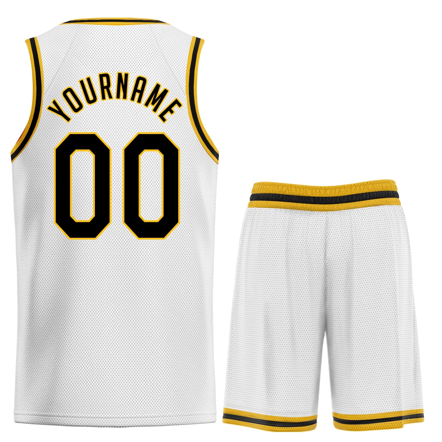 Maillot de basket-ball personnalisé blanc jaune-noir, ensembles classiques