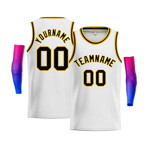 Custom White Yellow-Black Classic Tops Men Casual Bull Basketball Jersey