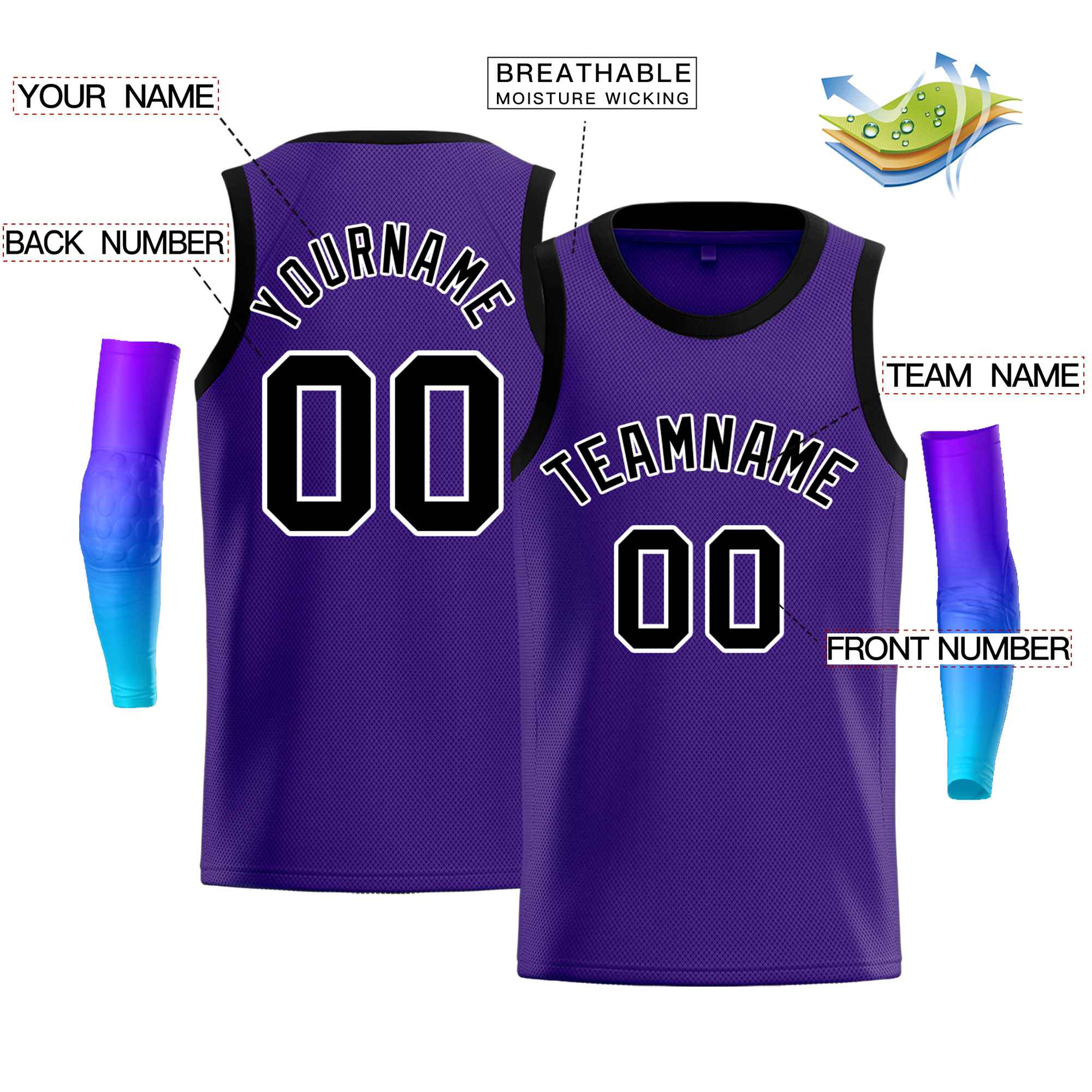 Maillot de basket-ball Bull, personnalisé, violet, blanc, noir, classique, décontracté, pour hommes