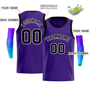 Custom Purple White-Black Classic Tops Men Casual Bull Basketball Jersey