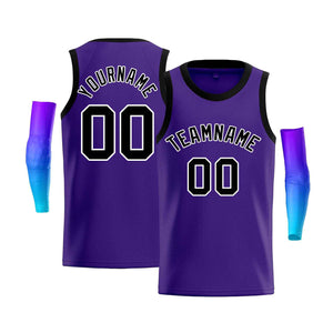 Custom Purple White-Black Classic Tops Men Casual Bull Basketball Jersey