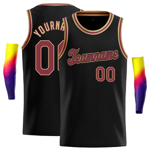 Maillot de basket-ball athlétique pour hommes/garçon, haut classique personnalisé noir or-rouge